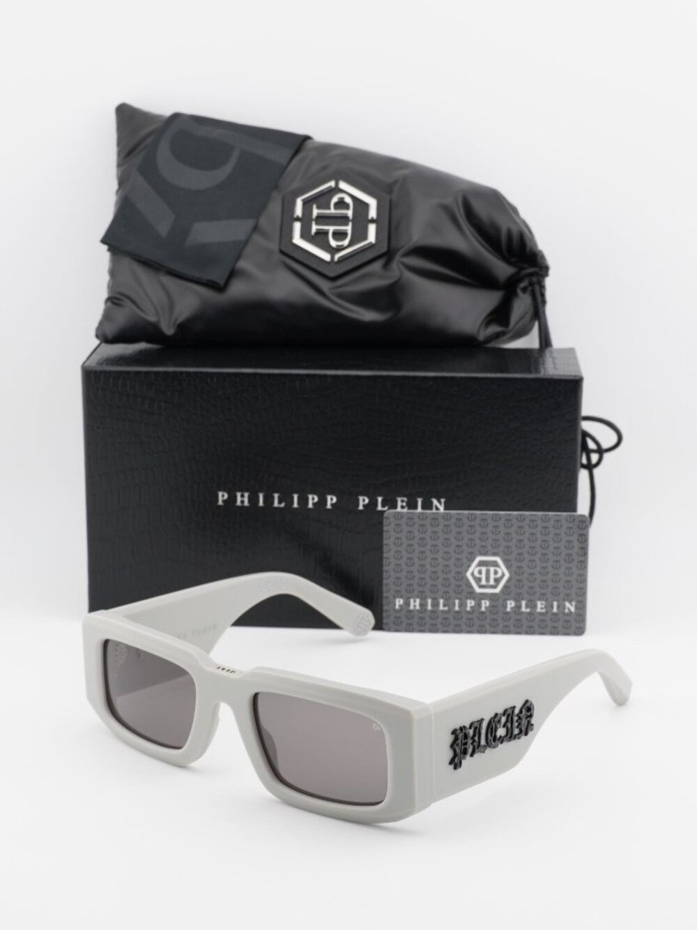 Philipp Plein SPP149 0L46 Rectangle Unisex Sunglasses - Grey